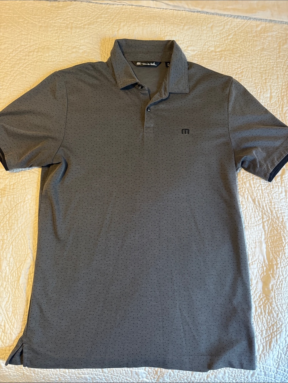 Travis Mathew Charcoal Microdot Pima Polo